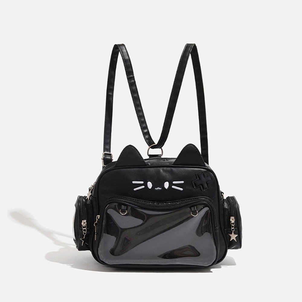 Kawaii Cat Ear Black Ita Bag Backpack Clear Window