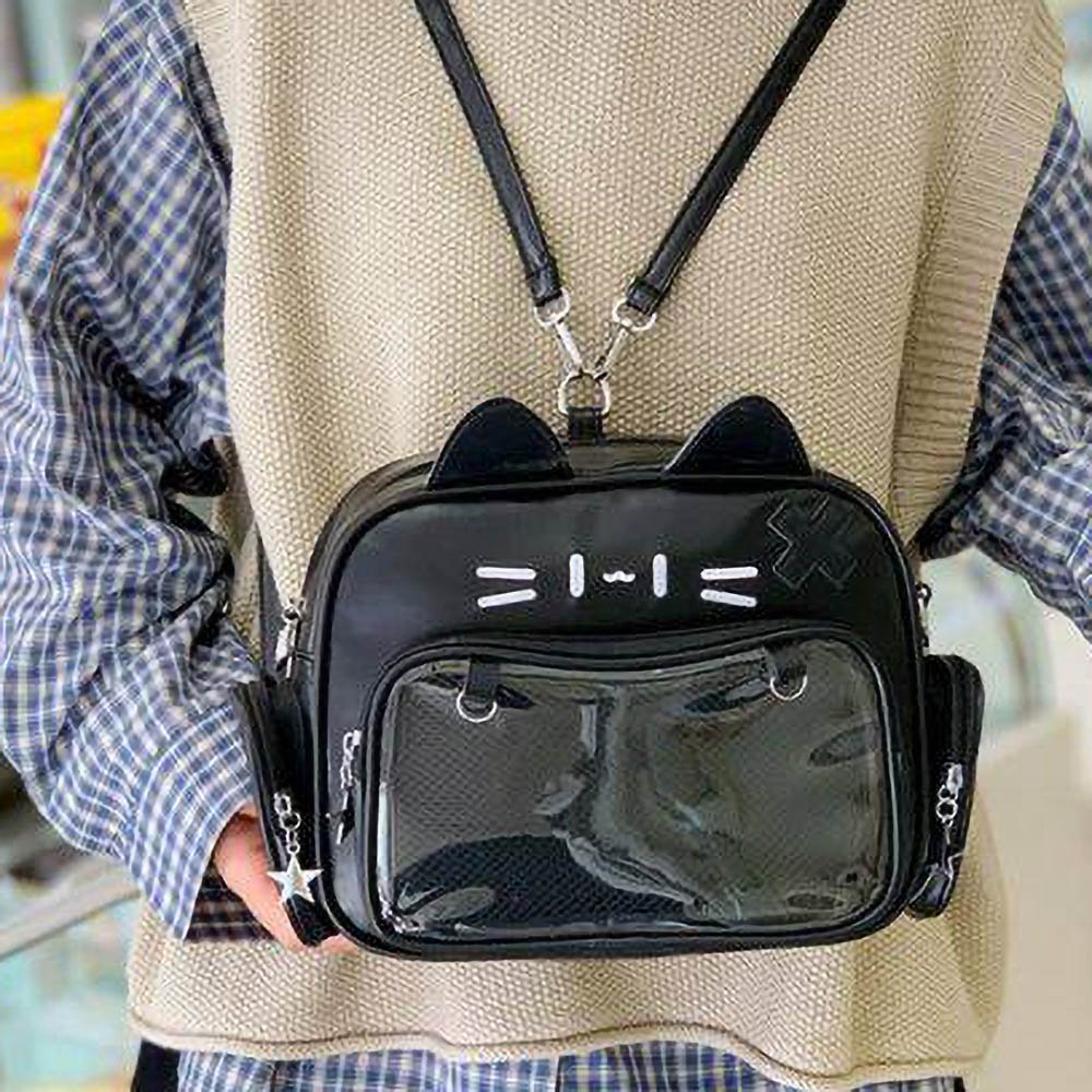 Kawaii Cat Ear Black Ita Bag Backpack Clear Window