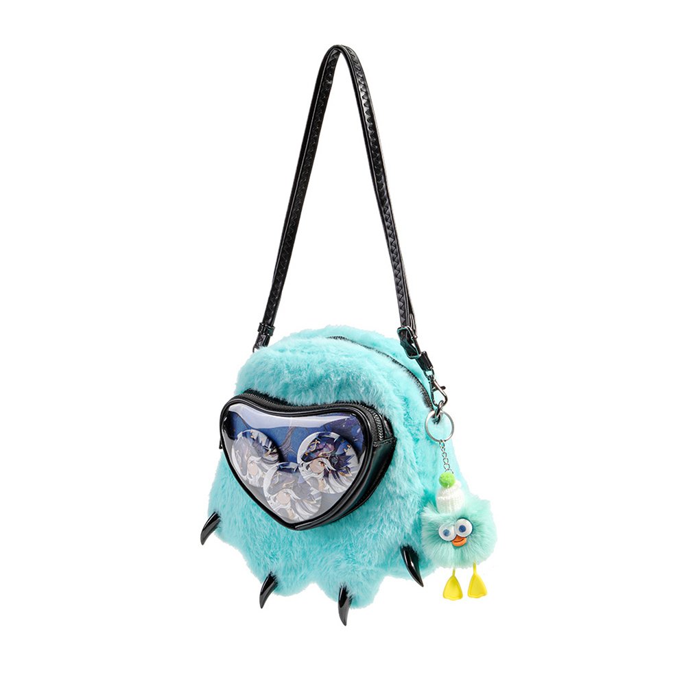 Kawaii Monster Claw Plush Ita Bag Heart Clear Window