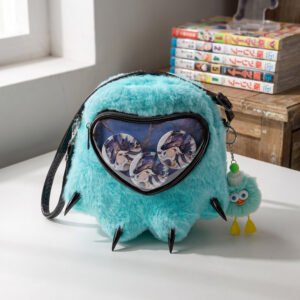 Kawaii Monster Claw Plush Ita Bag Heart Clear Window