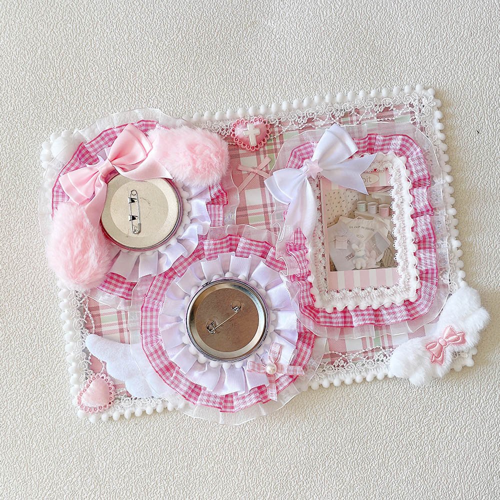 Lace Gingham Ita Board Badge Photo Slot