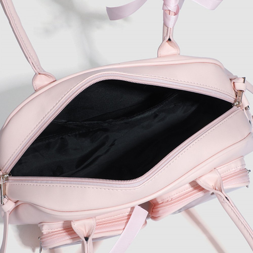 Pink Ita Bag Bowknot Boston Bag with Dual Windows