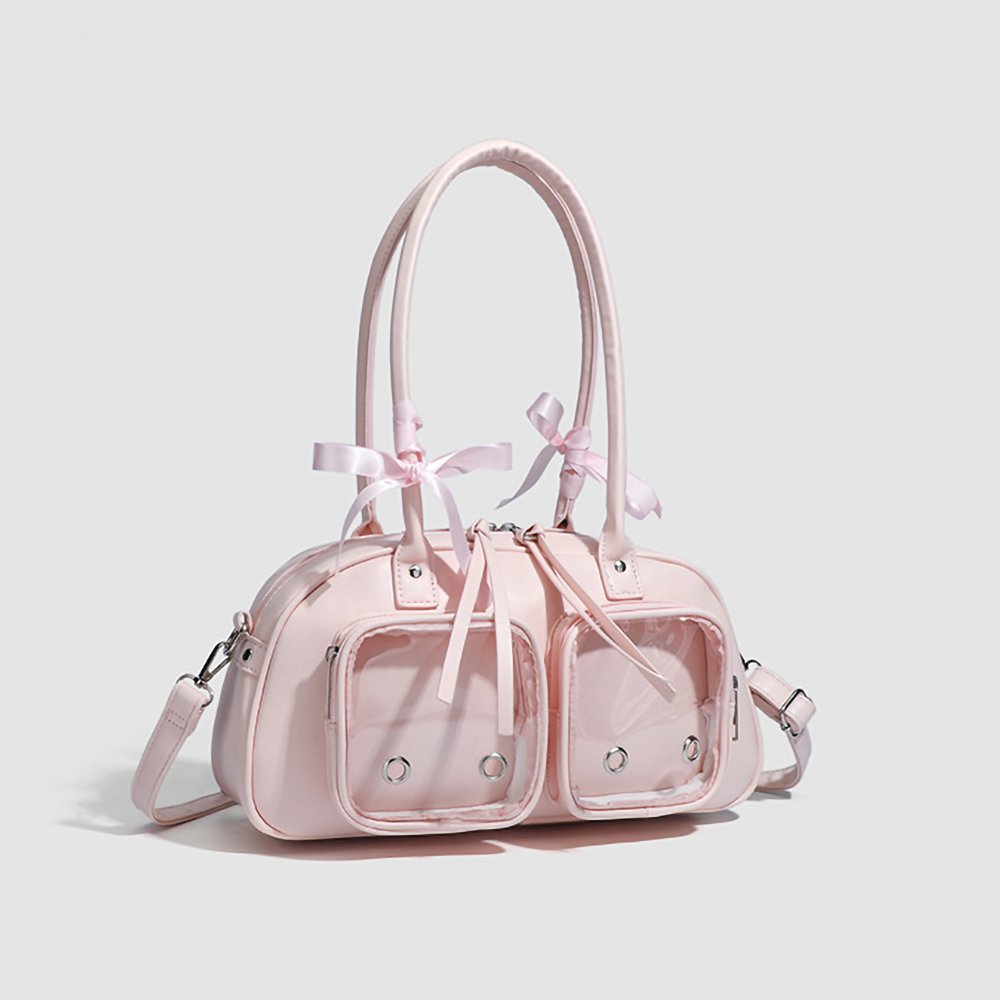 Pink Ita Bag Bowknot Boston Bag with Dual Windows