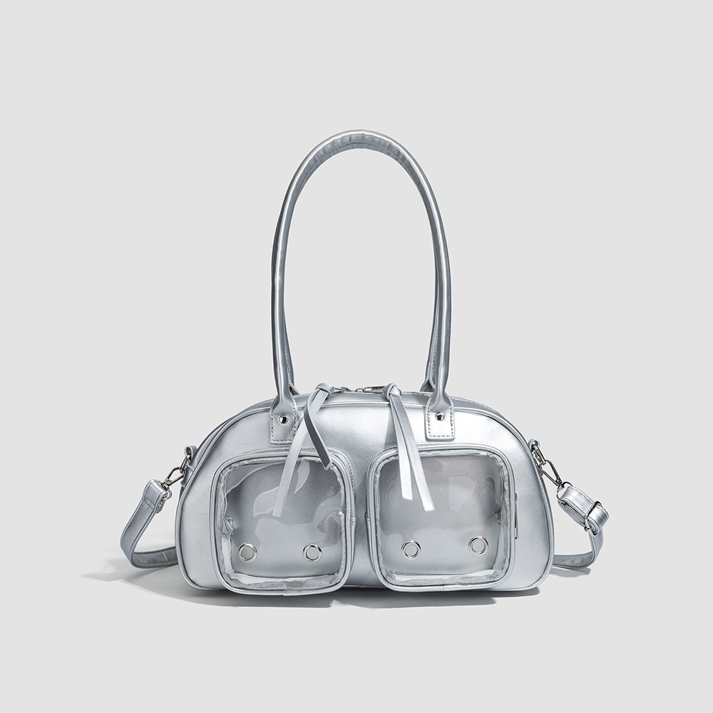 Pink Ita Bag Bowknot Boston Bag with Dual Windows
