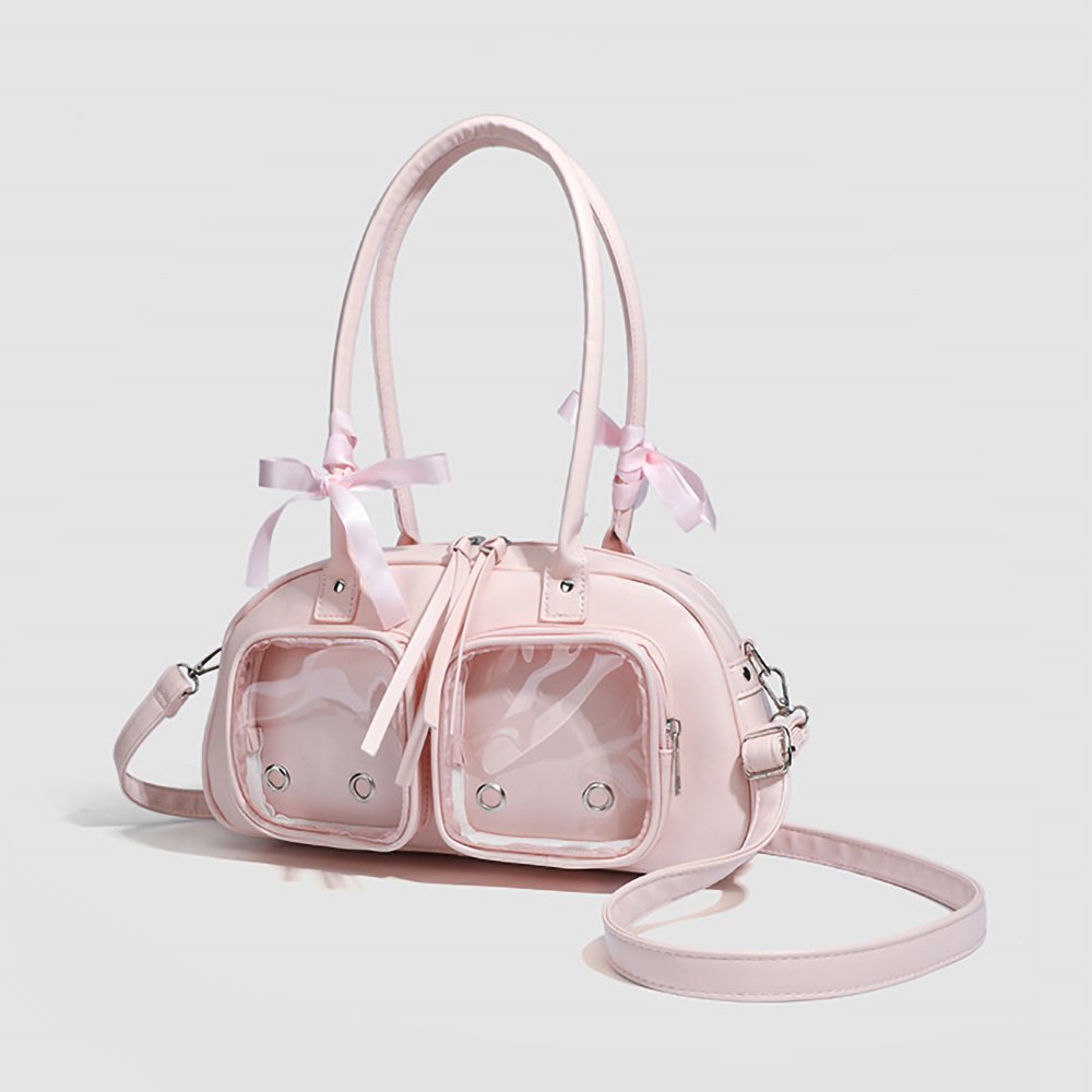 Pink Ita Bag Bowknot Boston Bag with Dual Windows