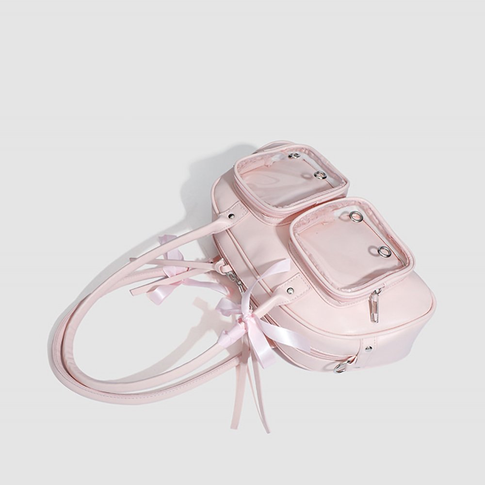 Pink Ita Bag Bowknot Boston Bag with Dual Windows