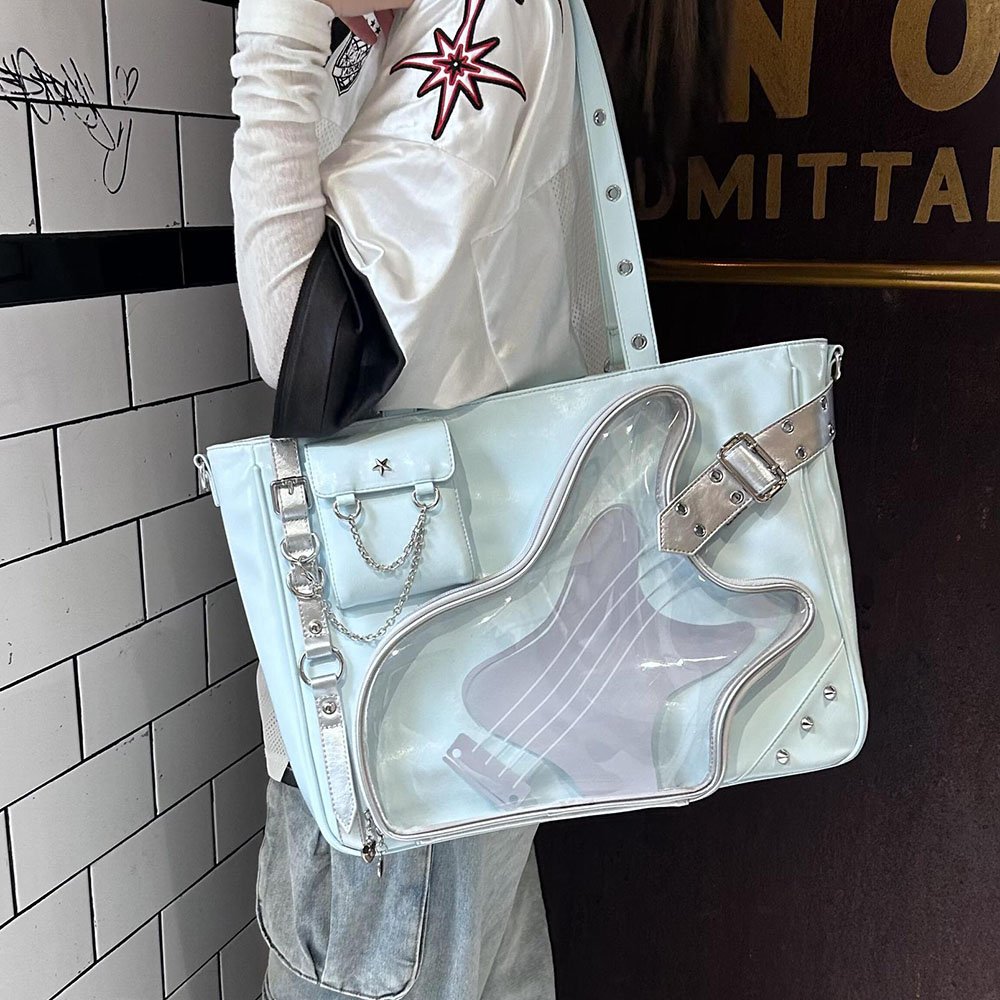 Punk Guitar Clear Window Ita Bag Tote Handbag