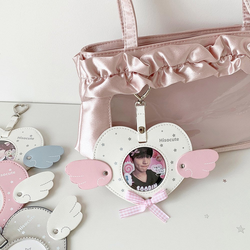 Ribbon Bow Heart Wings Badge Case Charm