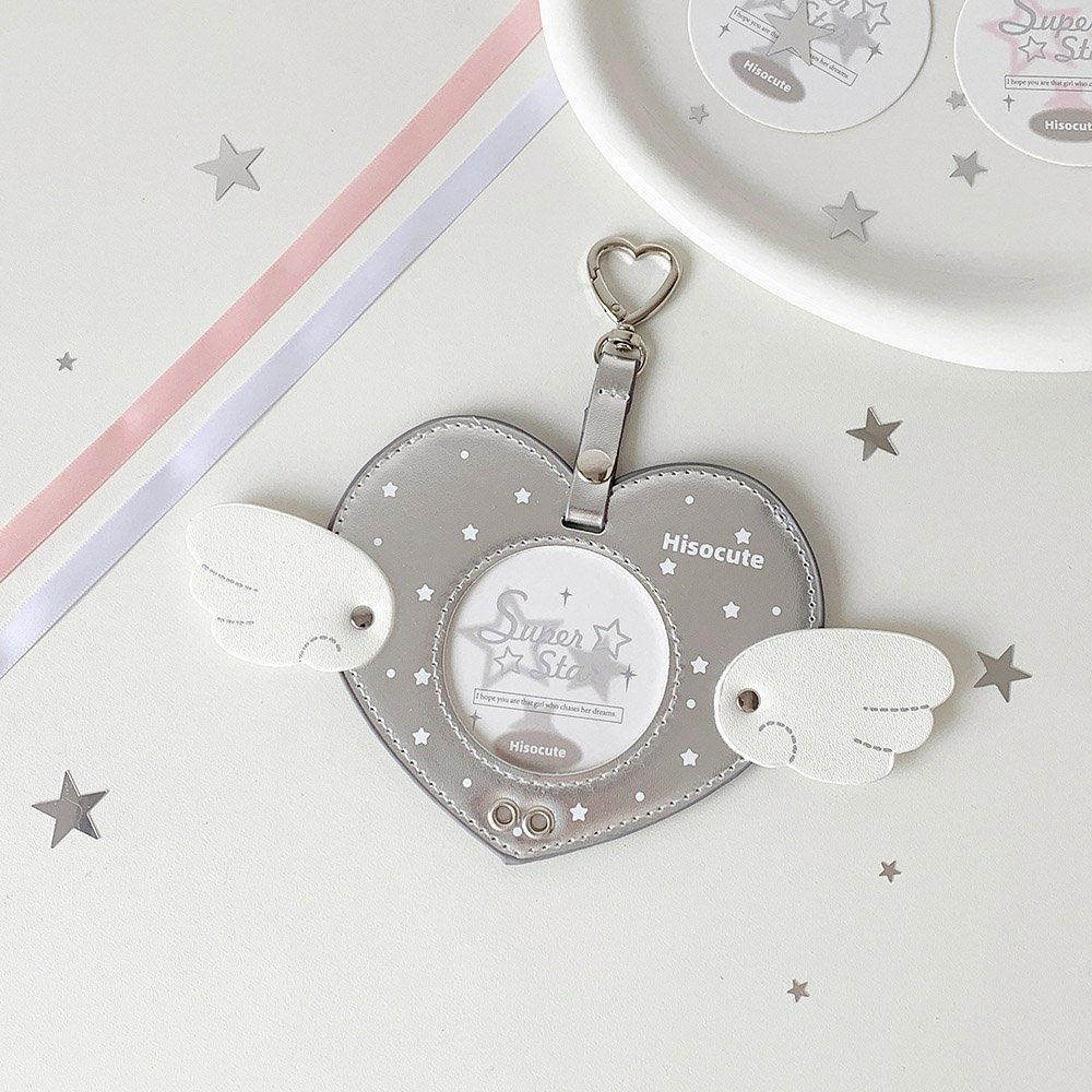 Ribbon Bow Heart Wings Badge Case Charm