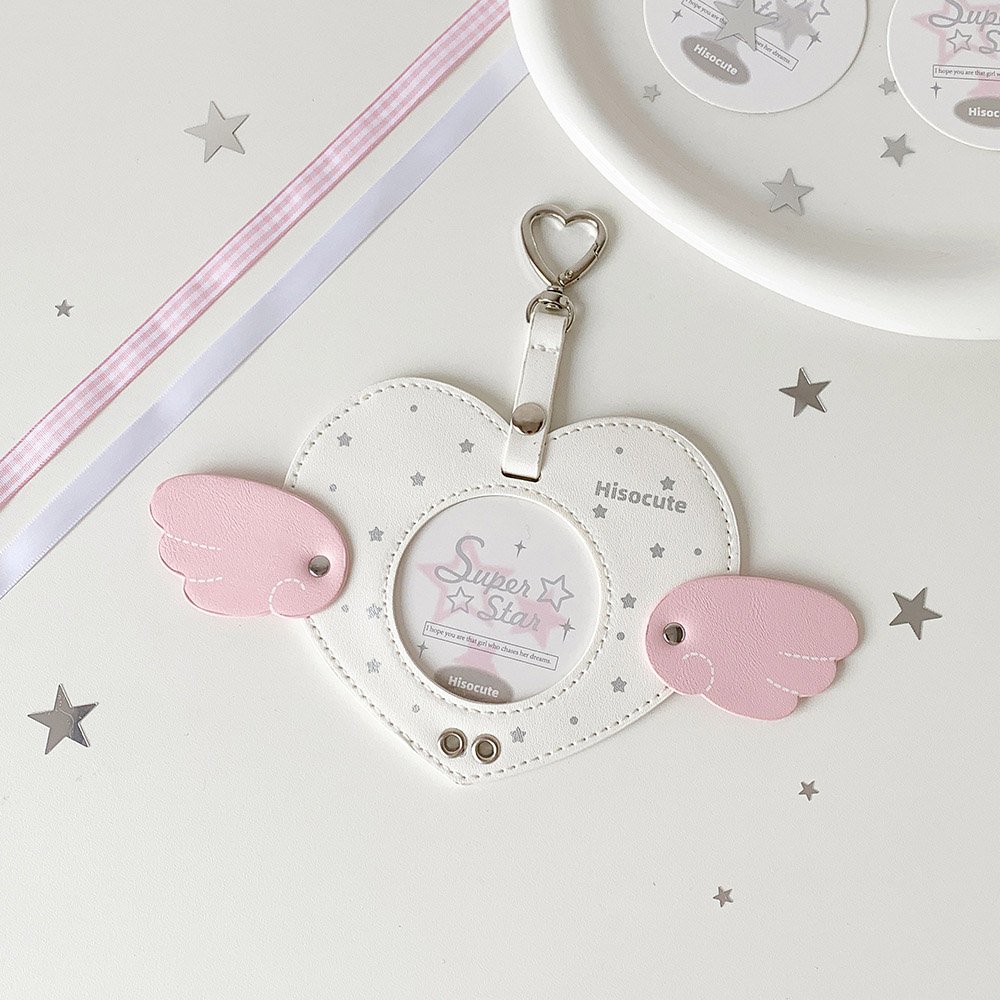 Ribbon Bow Heart Wings Badge Case Charm