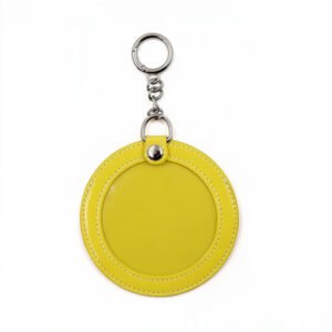 Round Leather Itabag Badge Holder Clear Pin Pouch