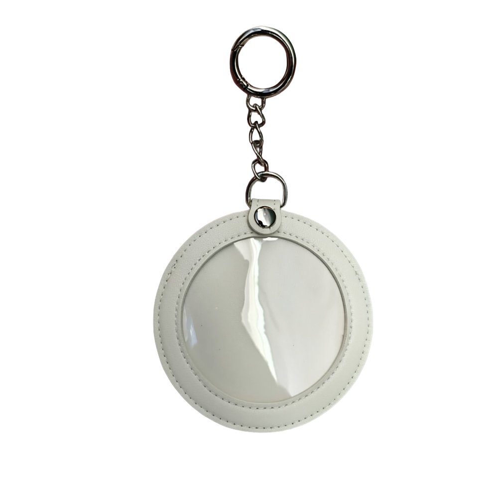 Round Leather Itabag Badge Holder Clear Pin Pouch