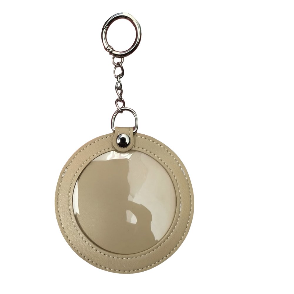 Round Leather Itabag Badge Holder Clear Pin Pouch