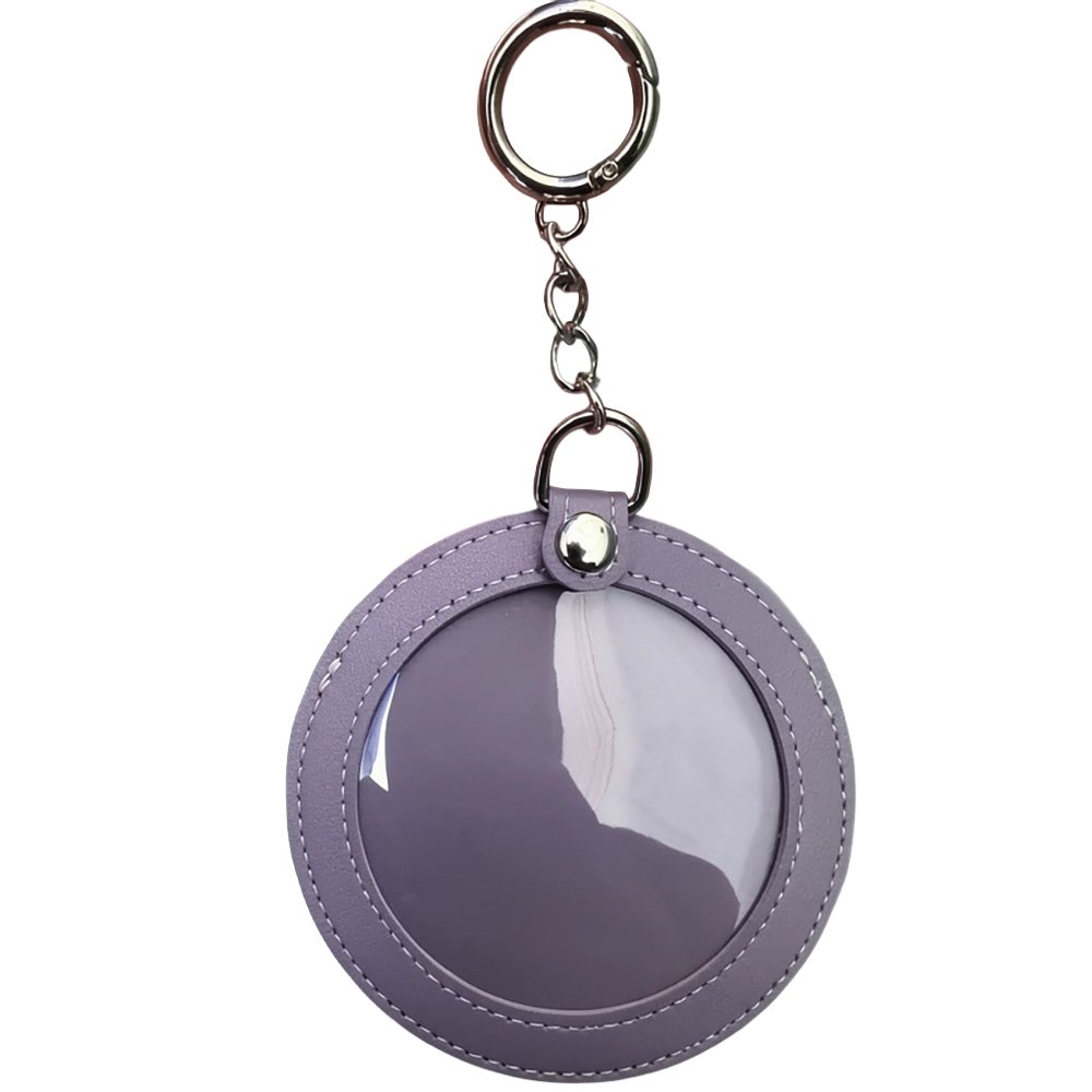 Round Leather Itabag Badge Holder Clear Pin Pouch