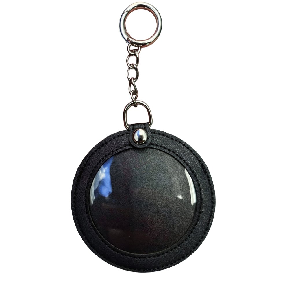 Round Leather Itabag Badge Holder Clear Pin Pouch