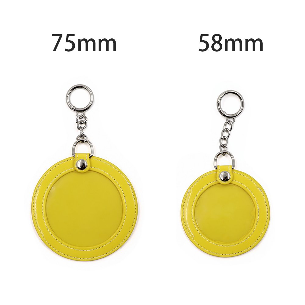 Round Leather Itabag Badge Holder Clear Pin Pouch