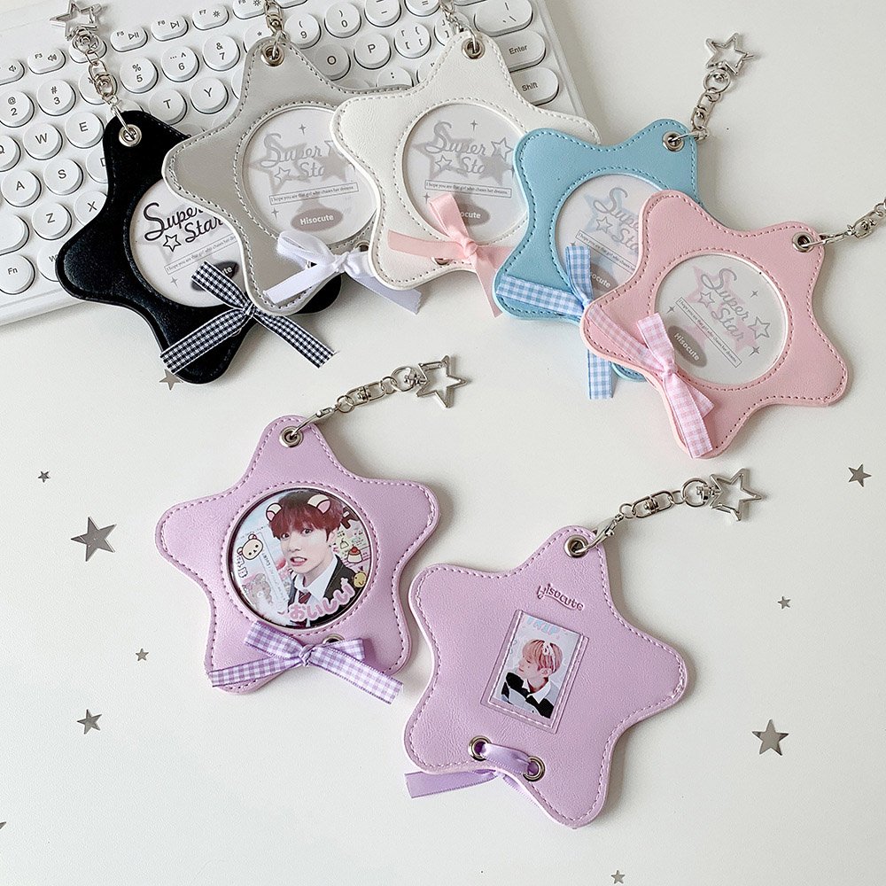 Star Leather Itabag Badge Case Clear Photo Holder