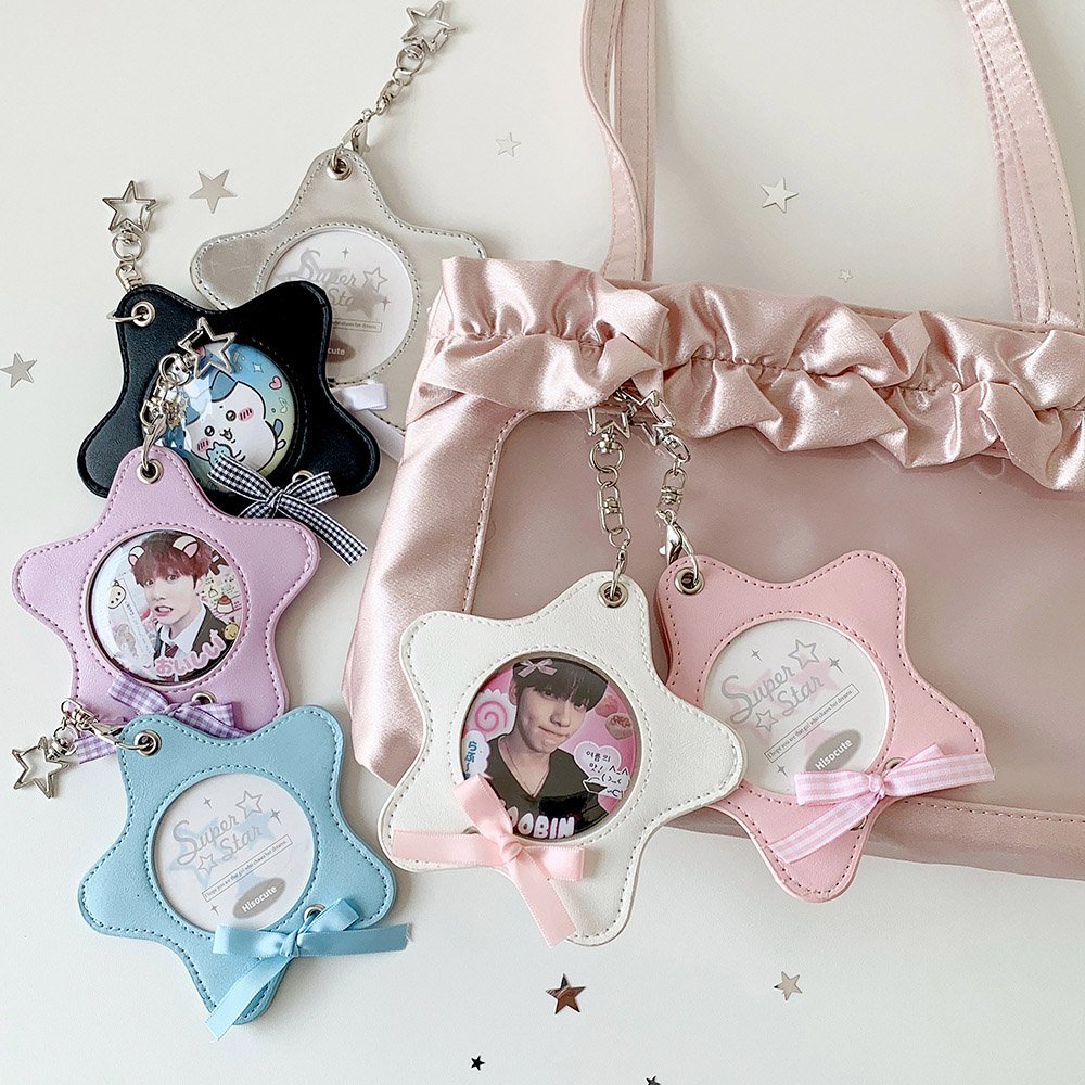 Star Leather Itabag Badge Case Clear Photo Holder