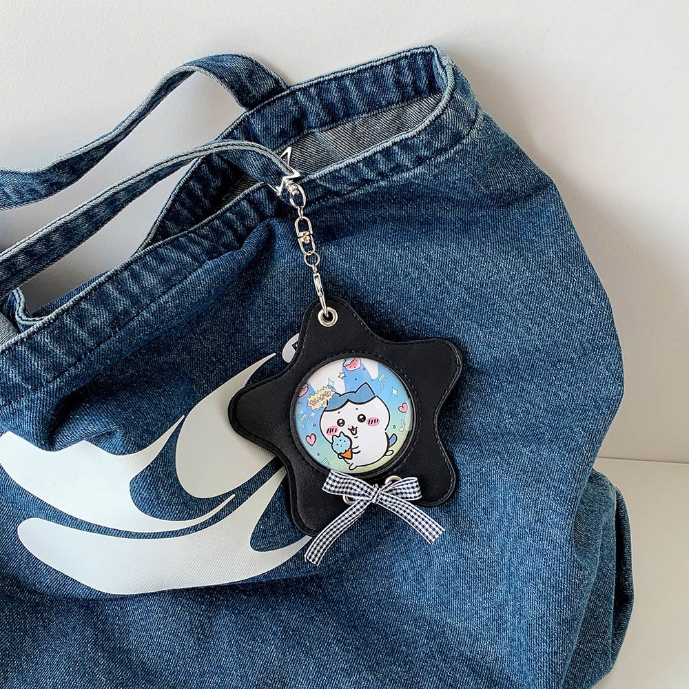 Star Leather Itabag Badge Case Clear Photo Holder