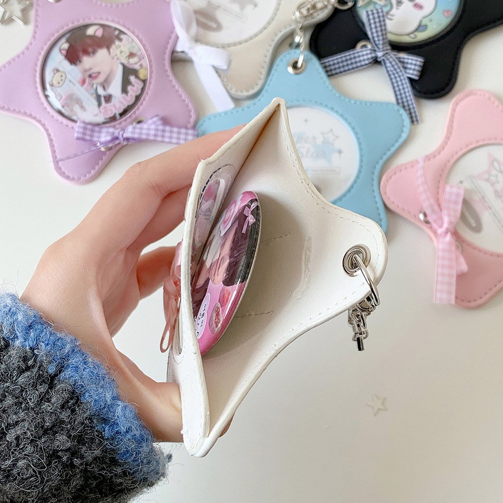 Star Leather Itabag Badge Case Clear Photo Holder