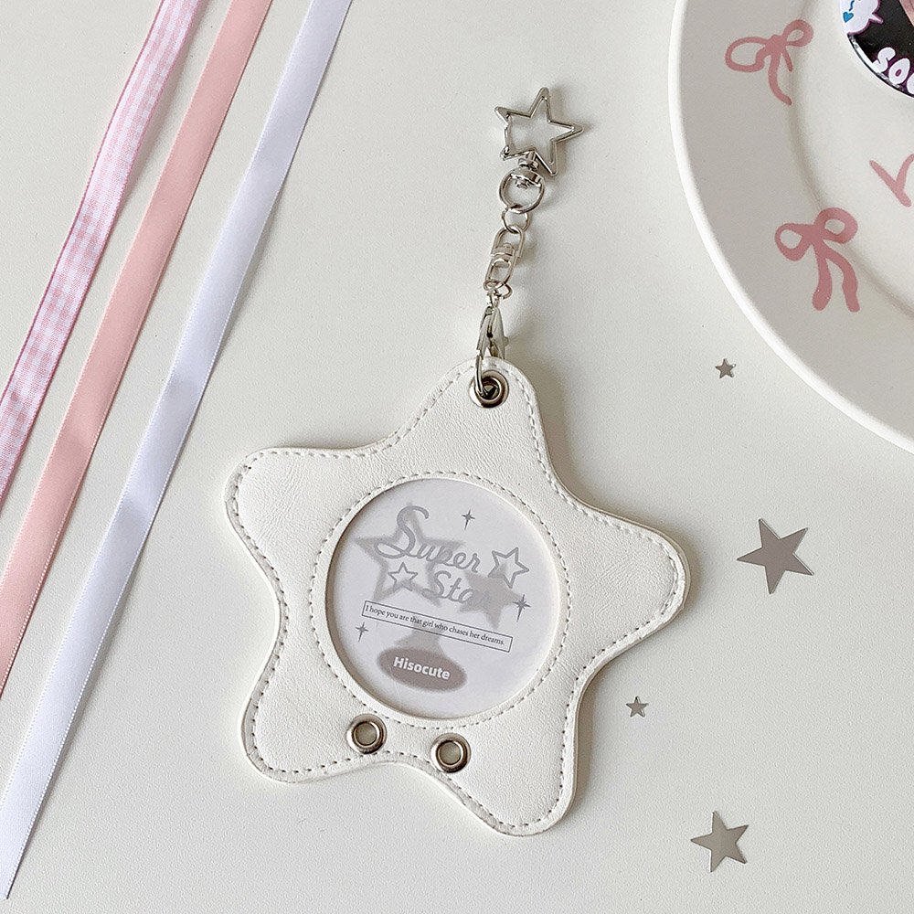 Star Leather Itabag Badge Case Clear Photo Holder