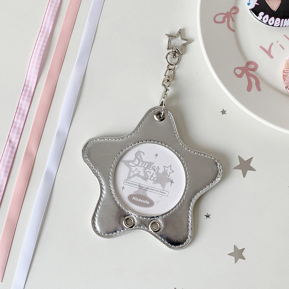 Star Leather Itabag Badge Case Clear Photo Holder