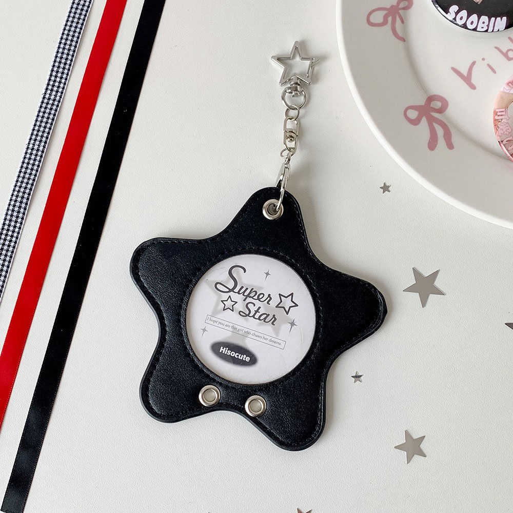Star Leather Itabag Badge Case Clear Photo Holder