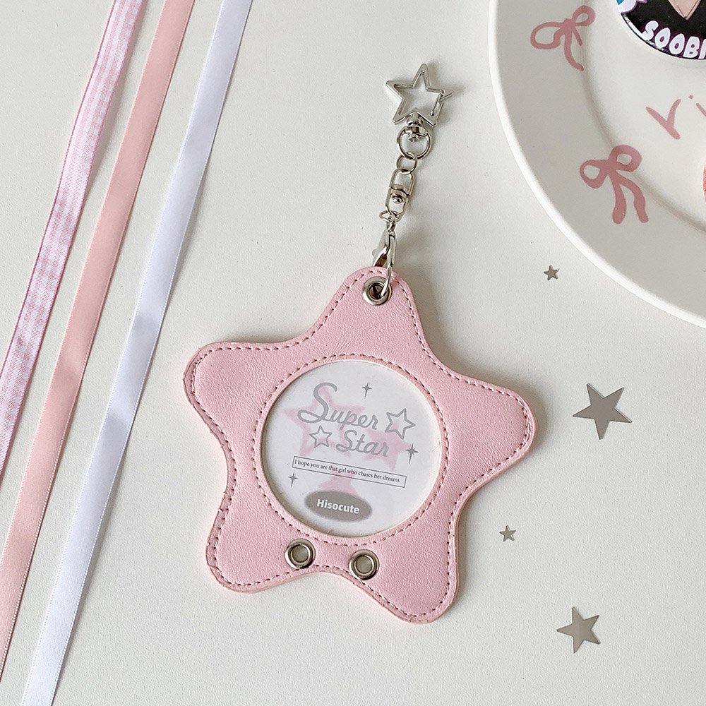 Star Leather Itabag Badge Case Clear Photo Holder
