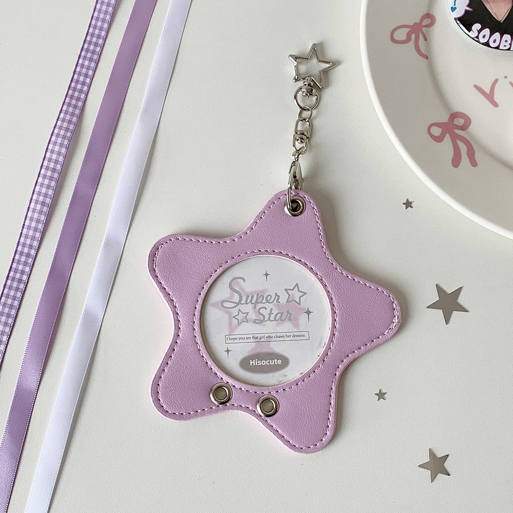 Star Leather Itabag Badge Case Clear Photo Holder