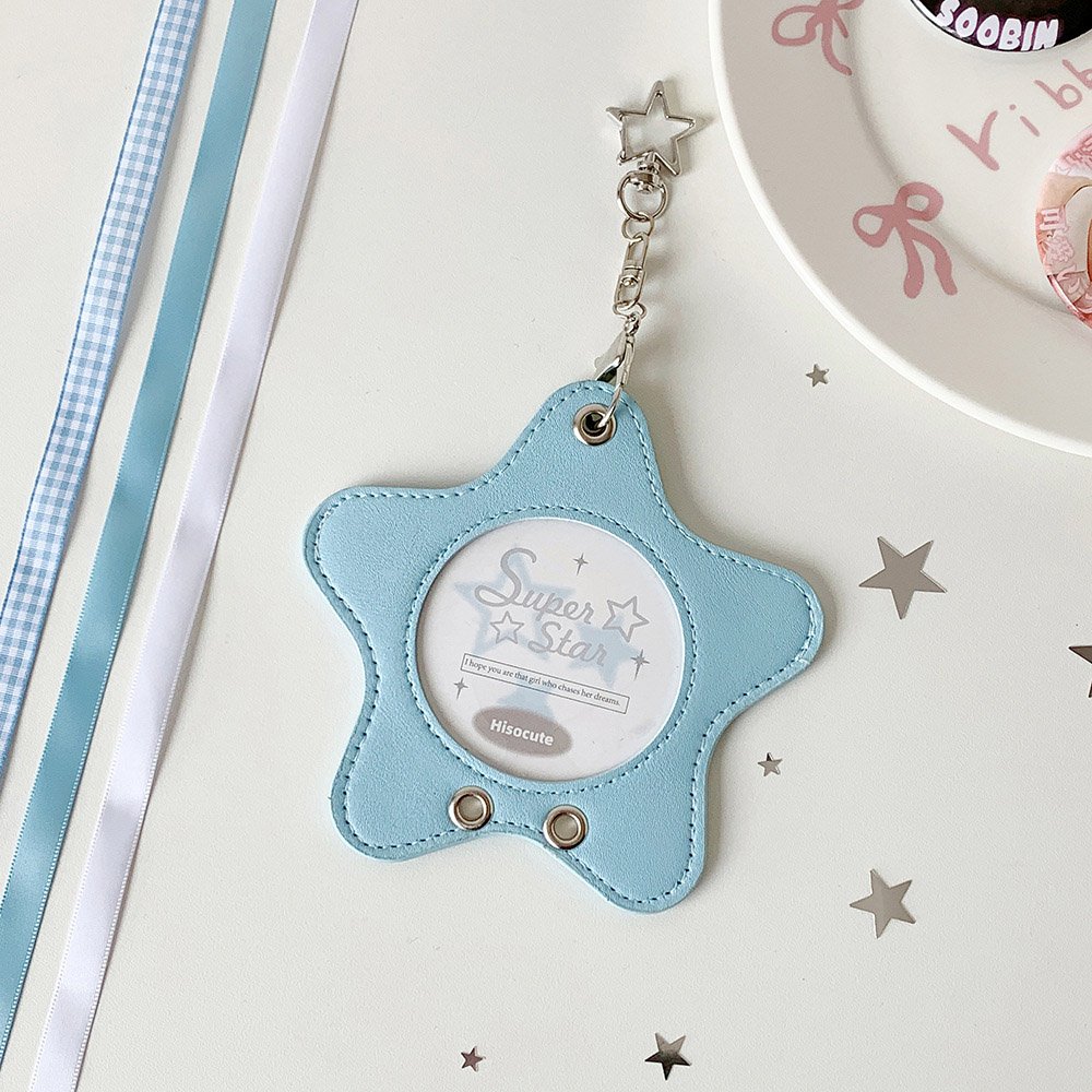 Star Leather Itabag Badge Case Clear Photo Holder