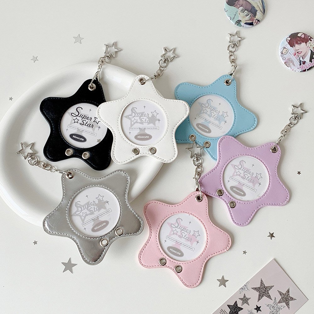 Star Leather Itabag Badge Case Clear Photo Holder