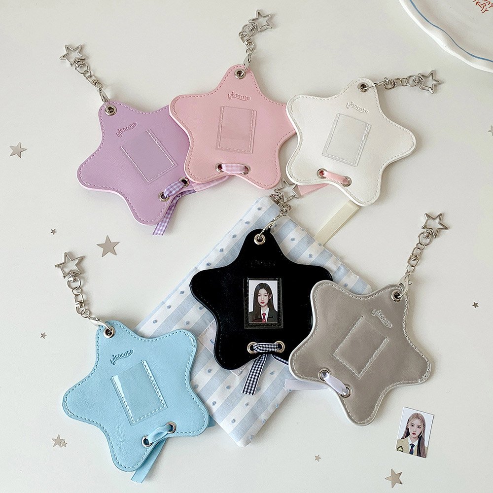 Star Leather Itabag Badge Case Clear Photo Holder