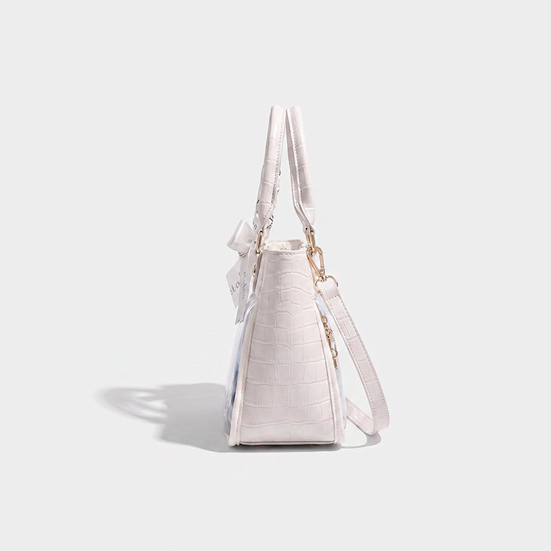 White Croc Bowknot Ita Bag Shoulder Tote