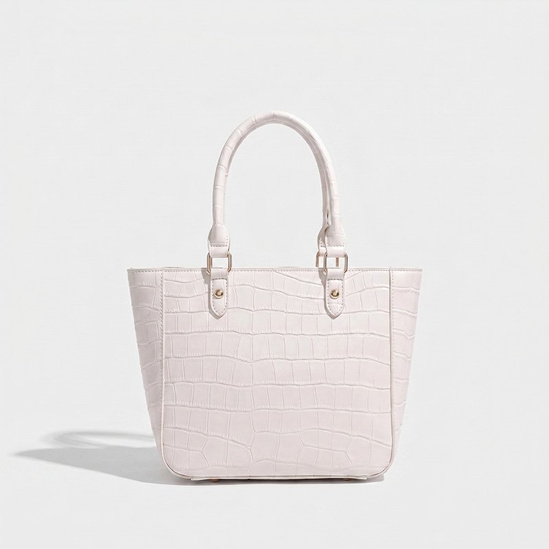 White Croc Bowknot Ita Bag Shoulder Tote