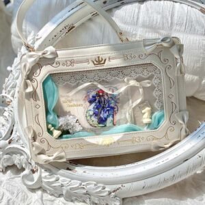 White Ivory Lolita Ita Bag Shoulder Bag Gold Bow Frame