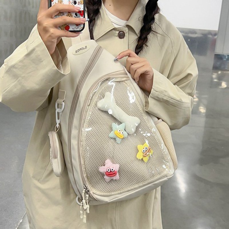 White Minimalist Sling Ita Bag Backpack