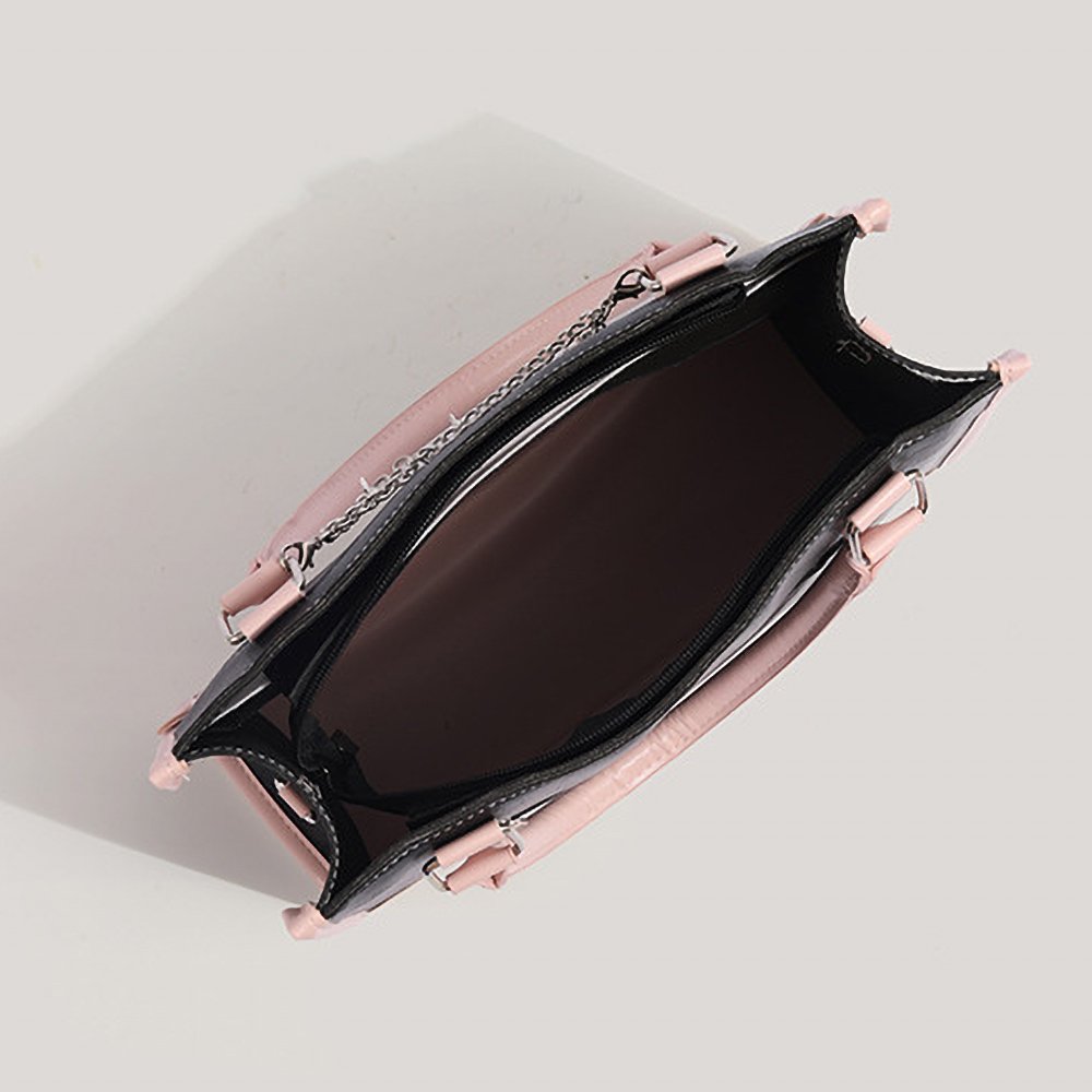 Y2K Pink Black Ita Bag Tote Clear Window Chain Detail