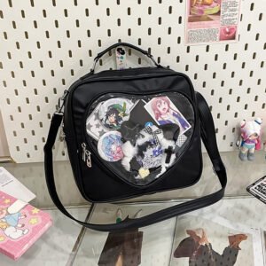 Black Heart Ita Bag Crossbody Clear Anime Display