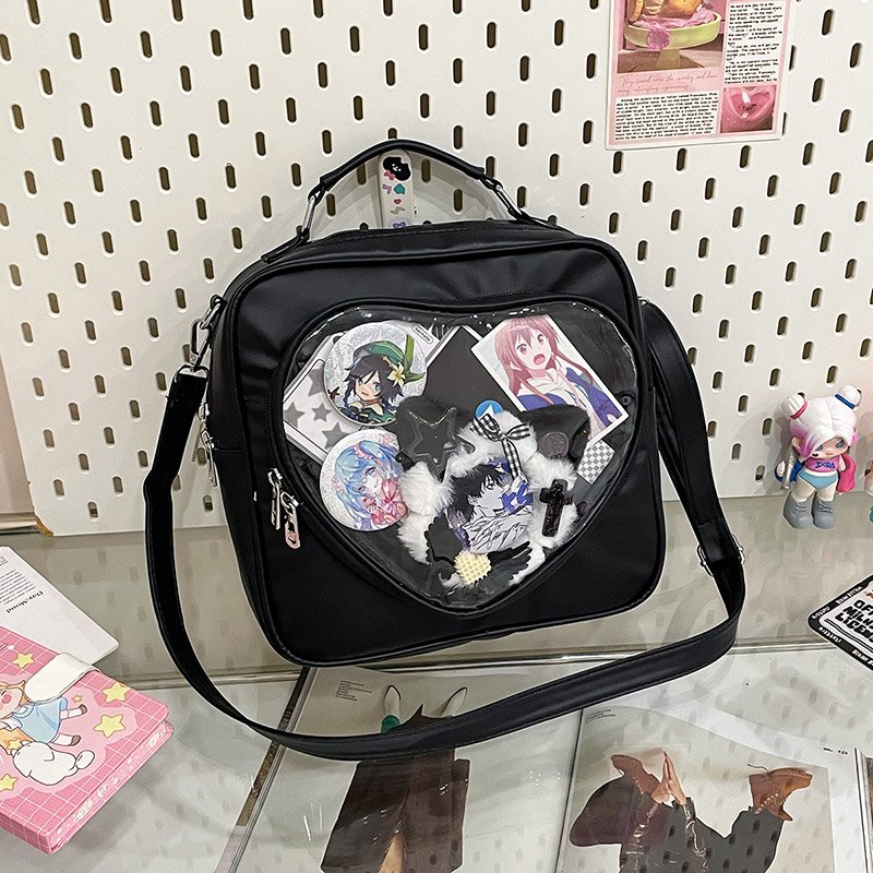 Black Heart Ita Bag Crossbody Clear Anime Display