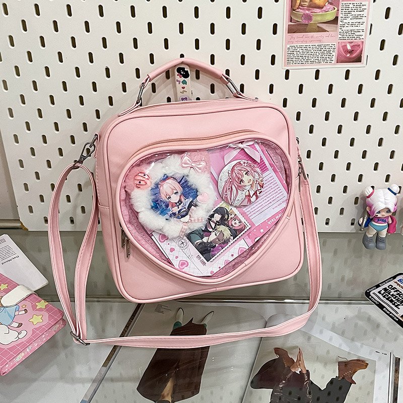 Black Heart Ita Bag Crossbody Clear Anime Display
