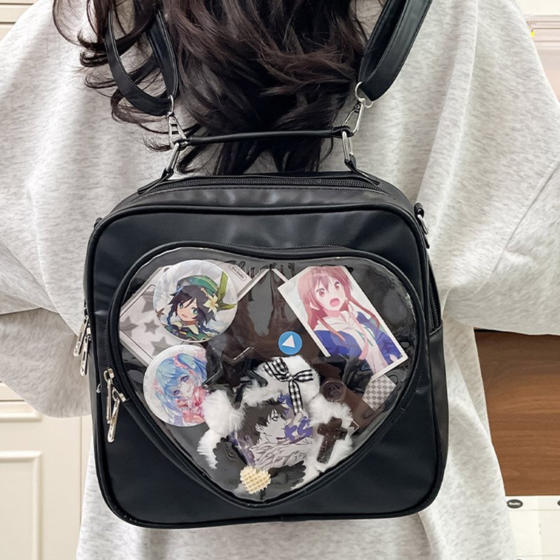 Black Heart Ita Bag Crossbody Clear Anime Display