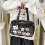 Black Ita Bag Ruffled JK School Tote Bag