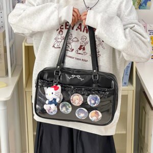 Black Ita Bag Ruffled JK School Tote Bag