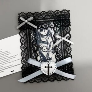 Black Lace Gothic Cross Ribbon Photocard Sleeve