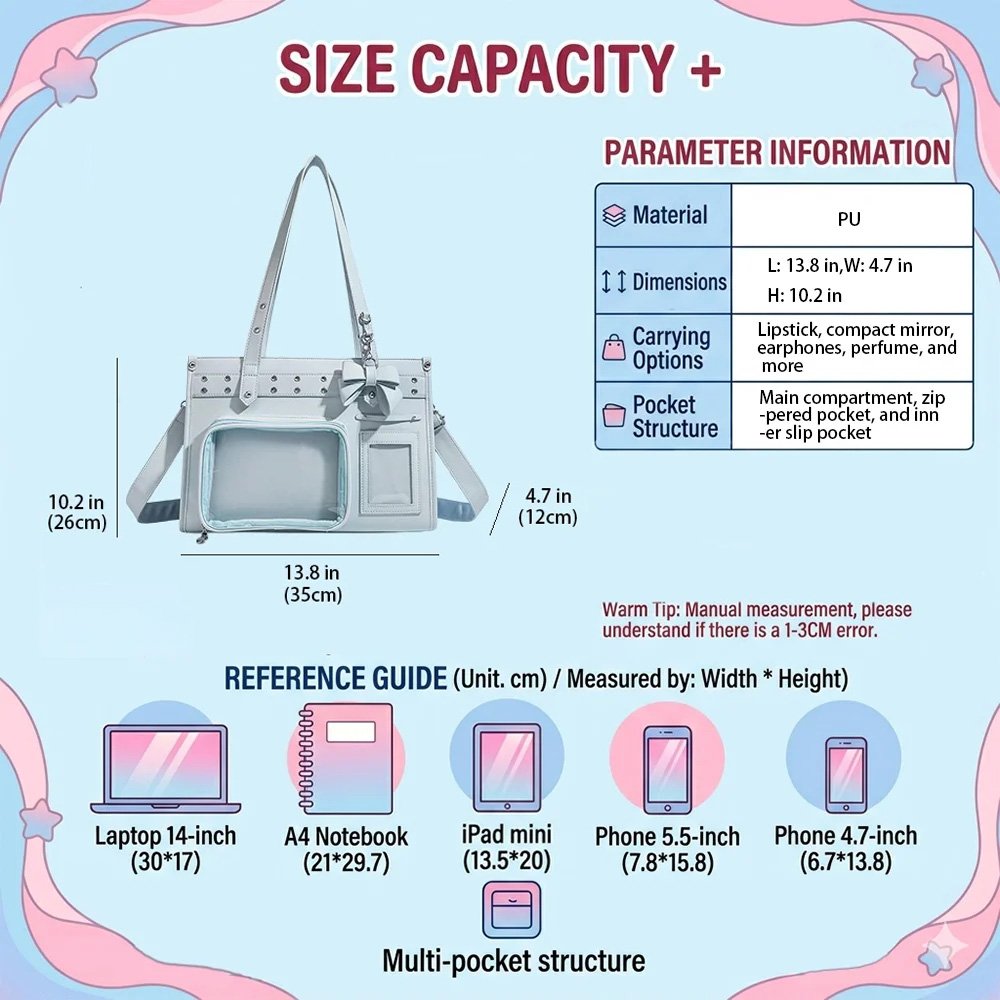 Blue Ita Bag Dual Clear Windows Tote