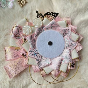 Butterfly Rose Jacquard Rosette Badge Display Base