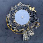 Black Gold Celestial Rose Jacquard Rosette Badge Display Base