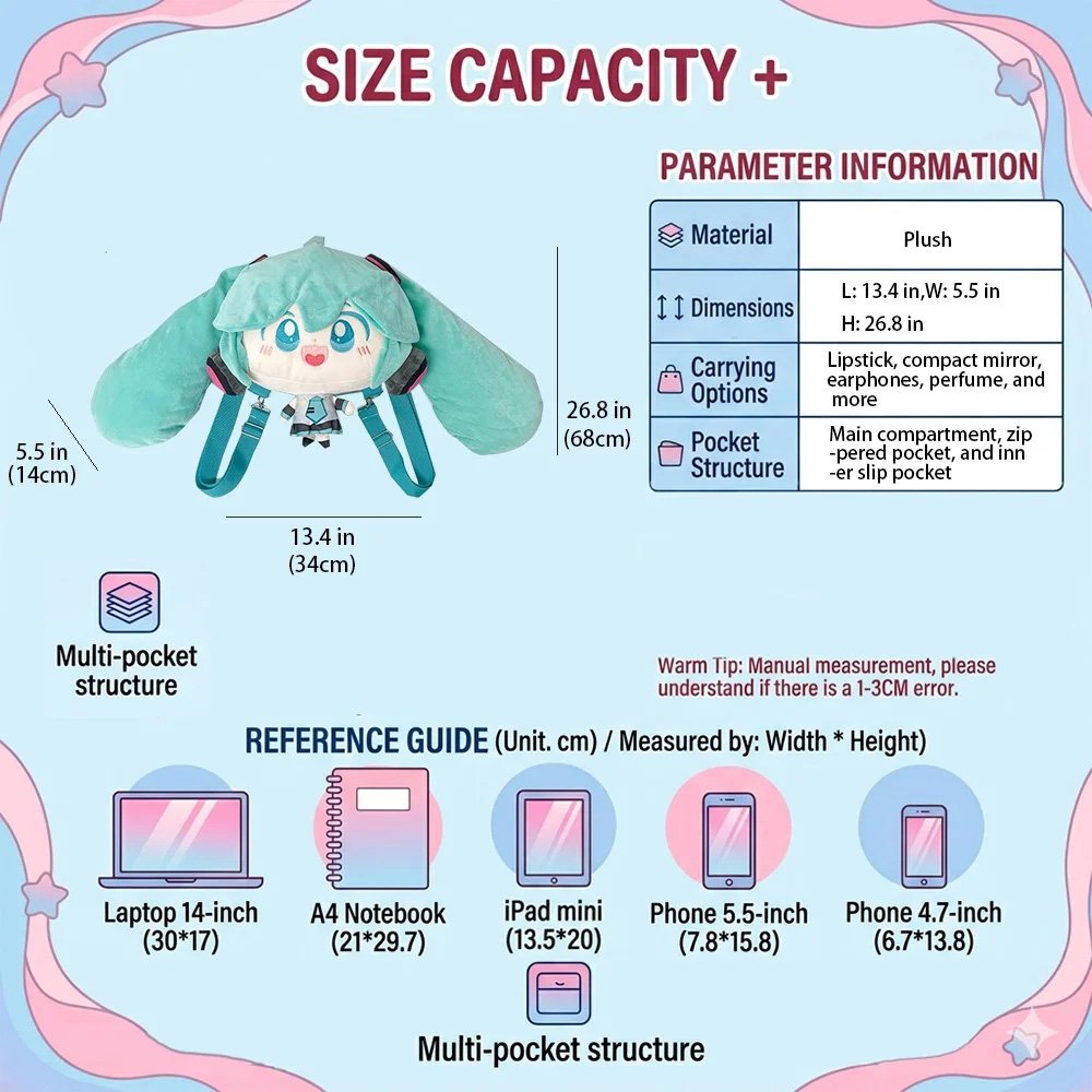 Ita Bag Backpack Anime Miku Plush