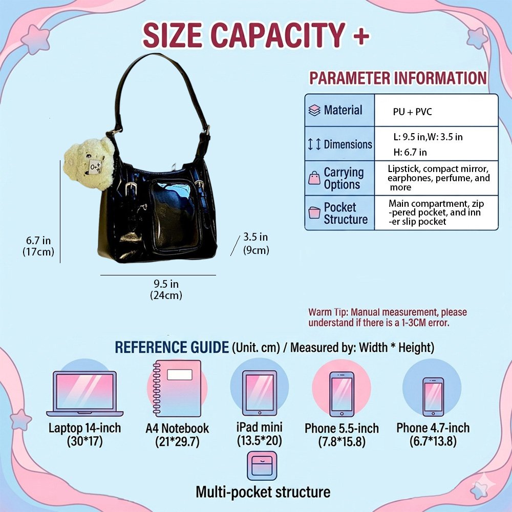 Ita Bag Crossbody Y2K Hobo Clear Window Bag