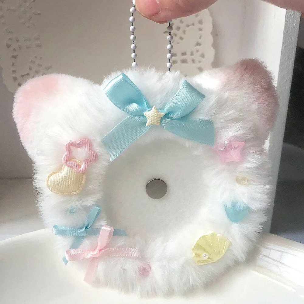 Kawaii Plush Cat Ear Anime Badge Holder